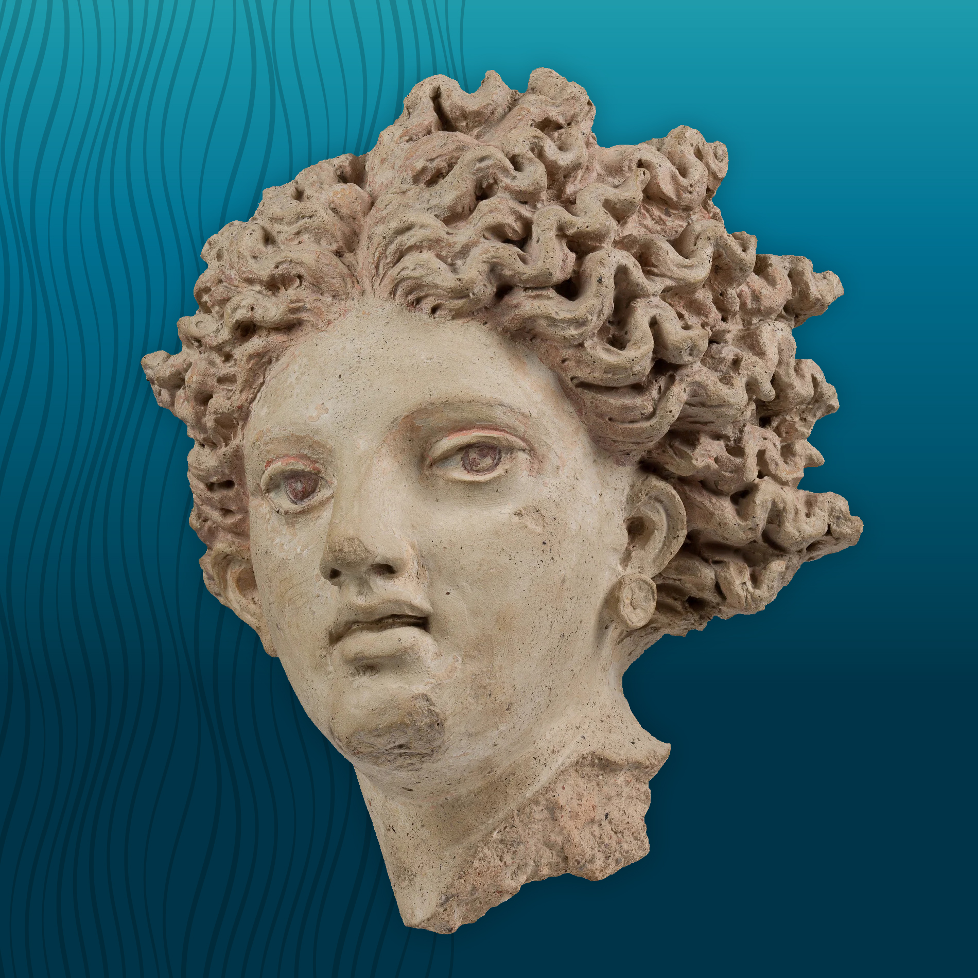 Testa di Leukothea, dal Museo Nazionale Etrusco di Villa Giulia, Roma. 